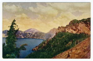 Back Caption: Crater Lake-No. 2241-East from Victor Rock, Crater Lake Card Number(s): No. 2241 (back) Photographer: Copyright (symbol only) Kiser Publisher: Scenic America Co. by West Coast Engraving Co., Oregon. Printed in U.S.A.