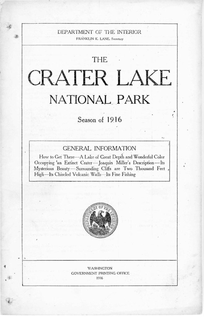 Crater Lake Information Brochure – 1916