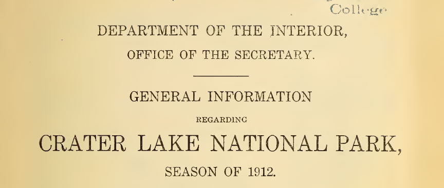 Historic Crater Lake Information Brochure – 1912 the oldest in our collection