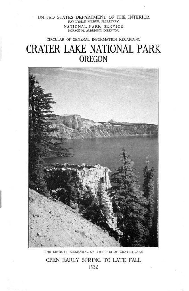 Crater Lake Informational Brochure – 1932
