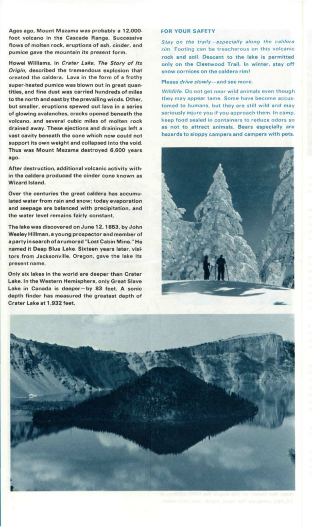 Crater Lake Informational Brochure – 1981