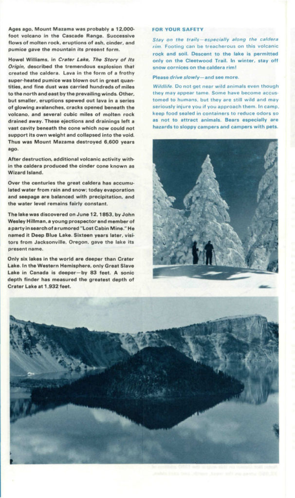 Crater Lake Informational Brochure – 1981