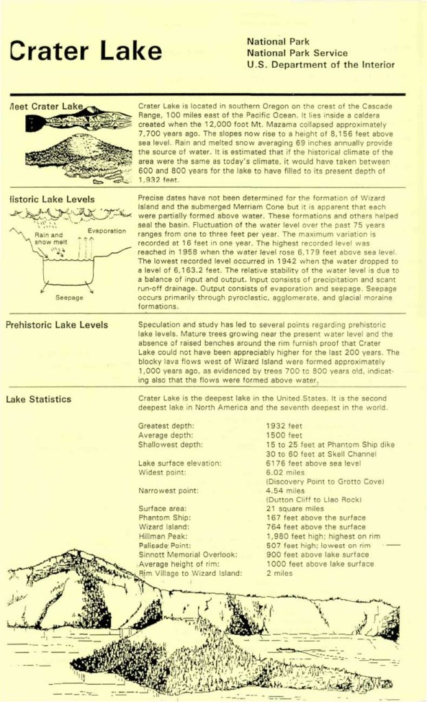 Leaflets – Meet Crater Lake National Park flier post 1983