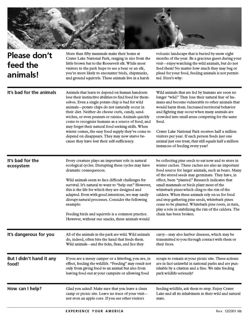 Leaflets – 2001 Mammals Checklist