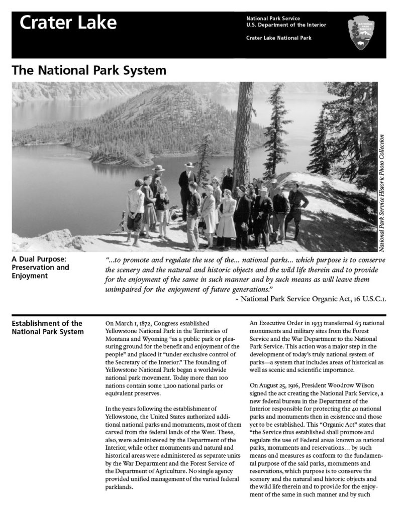 Leaflets – National Park System flier 2001