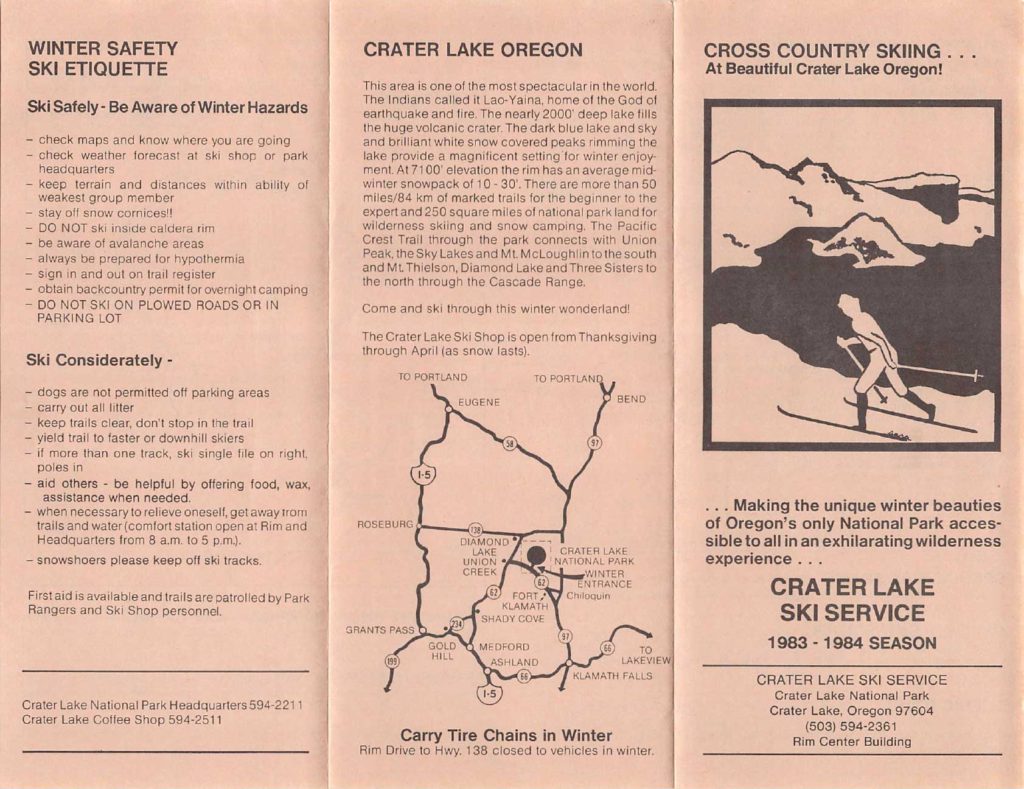Leaflets – 1983 Crater Lake Ski Service