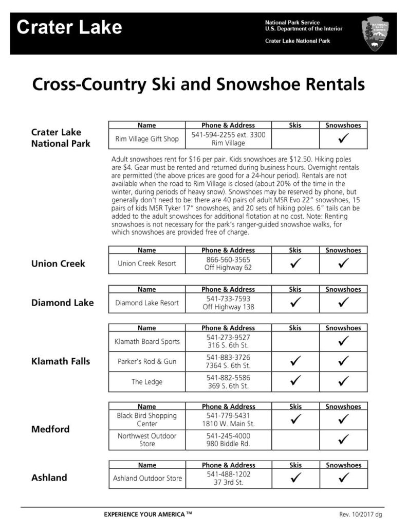 Leaflets – Ski and Snowshoe Rentals 2017