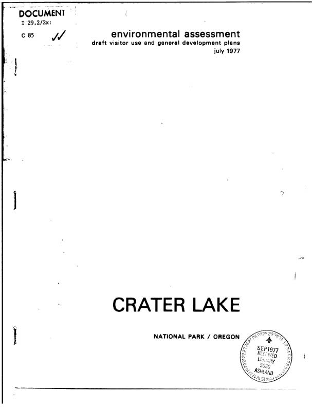 Environmental Assessment Draft Visitor Use Plan 1977