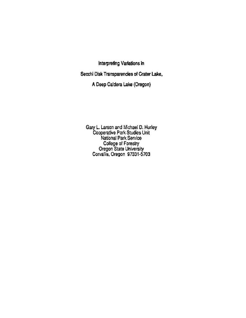 Interpreting Variations in Secchi Disk Transparencies – Larson – 1980
