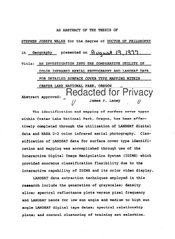 Investagation of Infrared Photography and LANDSAT – Walsh – 1977