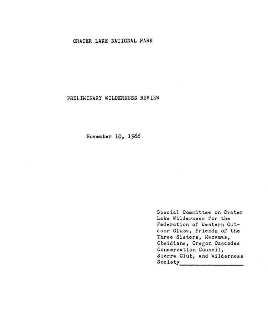 Preliminary Wilderness Review, 1966