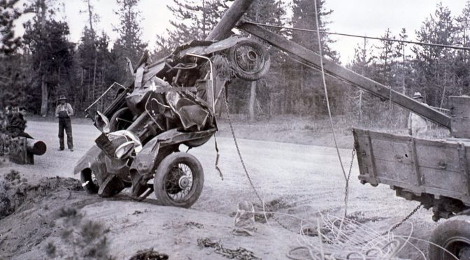 1934 Hollywood Beauty Demonstrators Crash at Crater Lake